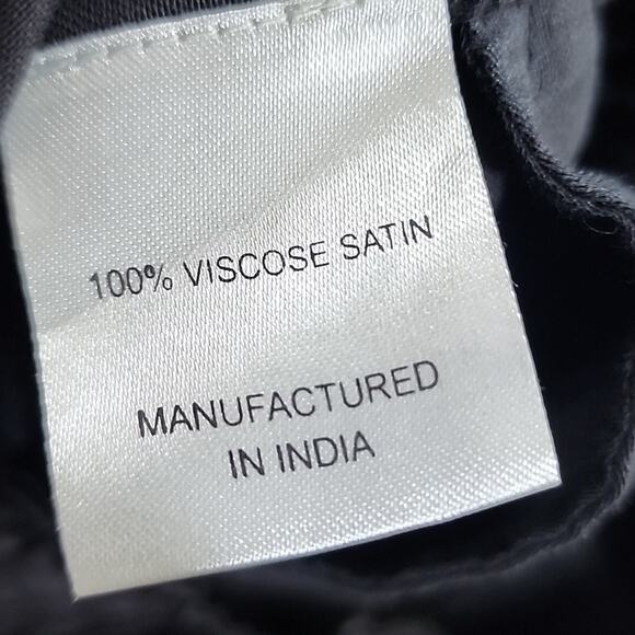 Free People × Brenda Knight Black Satin Size Large Wide Leg Pants - Picture 7 of 9